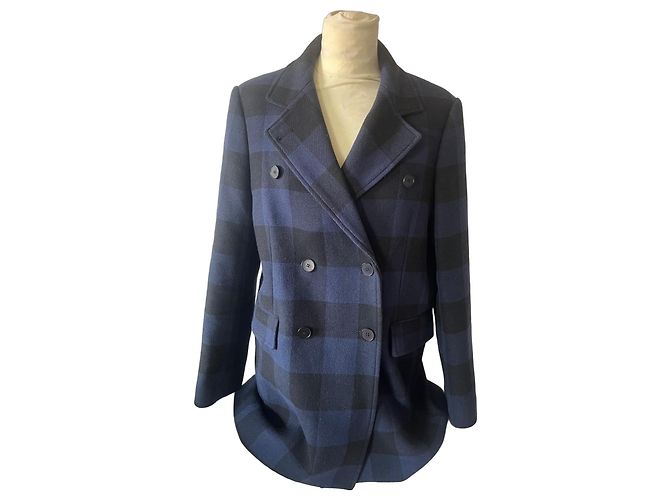 Cappotto Maje a quadri blu e nero