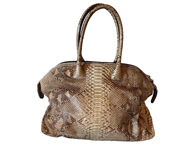 Zagliani Handtasche aus Python Beige Grau