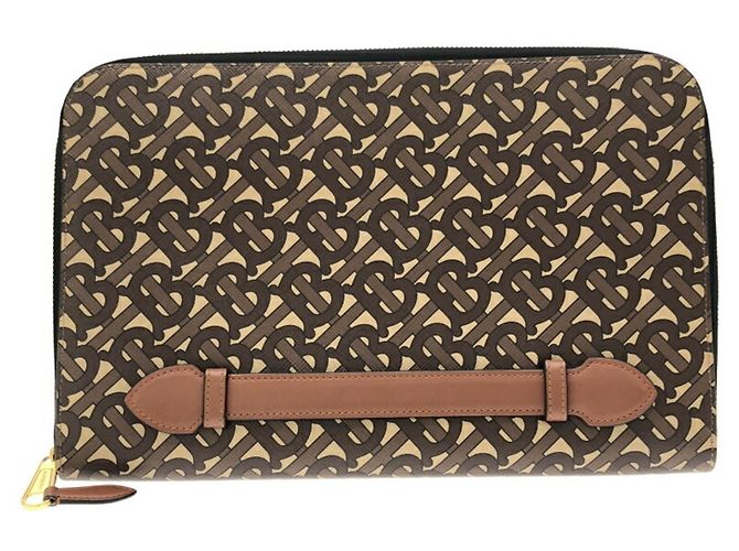 Borsa clutch con logo TB di BURBERRY Marrone