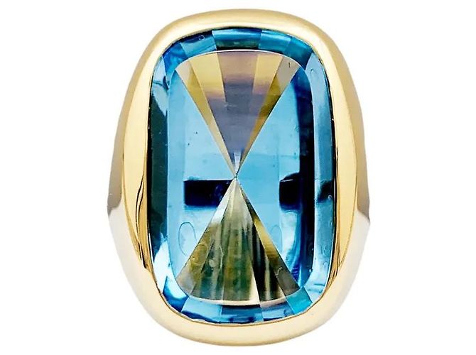 Autre Marque Anello in oro giallo e topazio
