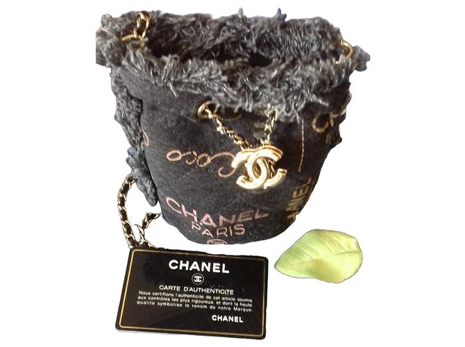 Bolsa Chanel Mini em Denim Multicor