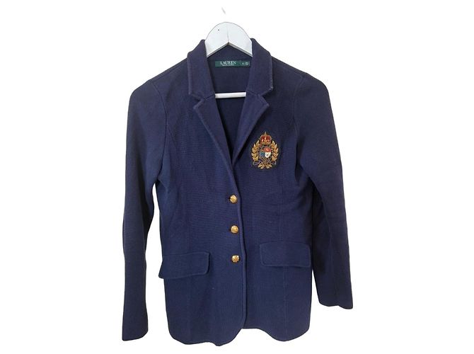 Ralph Lauren Blazer blu navy in cotone con patch