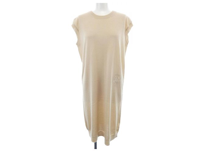 Vestido de seda e caxemira Hermès Bege