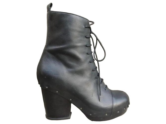 Zoccoli Acne Studios Ankle Boots Neri Pelle e Legno Nero