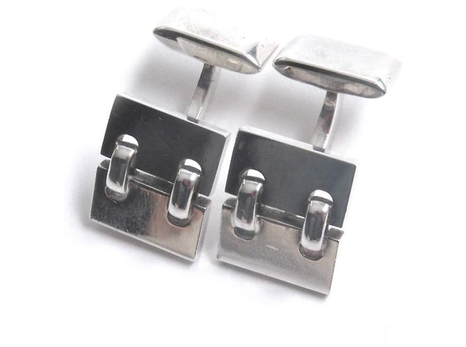 Hermès HERMES Vintage Sterling Silver Cufflinks Silvery