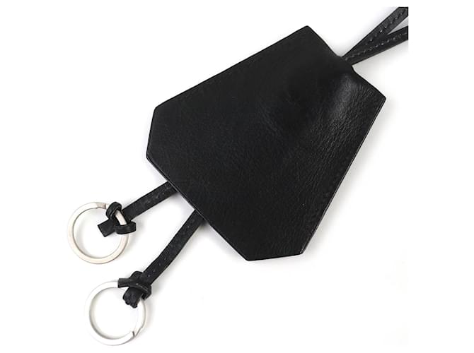 Pendente de Colar Clochette em Couro Vintage Hermès Era Margiela Preto 