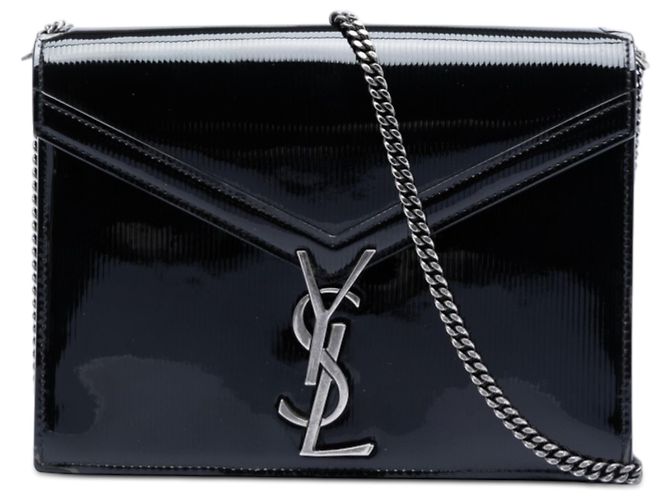 Bolso de cierre Cassandra Monogram en charol negro Saint Laurent