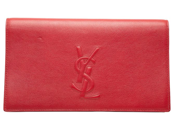 Rote große Leder-Clutch Belle de Jour von Saint Laurent
