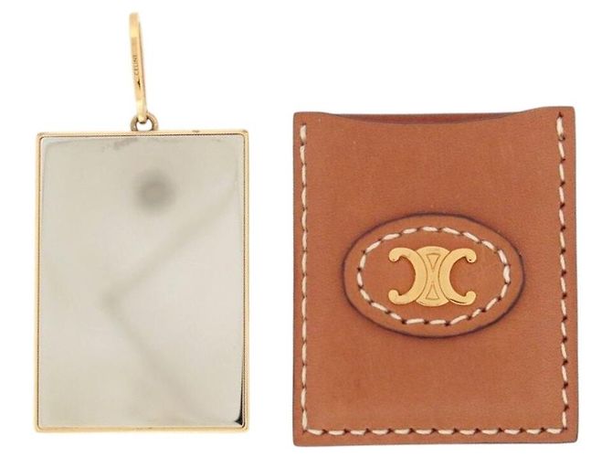 Céline NEW CELINE MIRROR PENDANT 46T393BBR LEATHER CASE TRIUMPH LOGO PENDANT Golden
