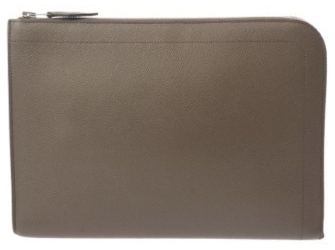 Pochette tablette zippée Hermès Taupe
