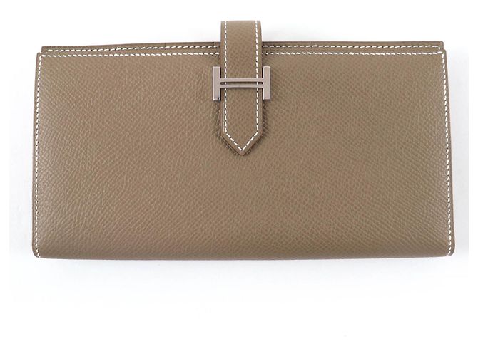 Hermès Cartera Larga Soufflé Bearn Hermes Gris pardo