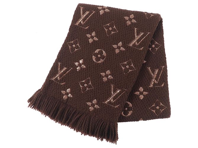 Sciarpa Logomania Shine in Lana e Seta Louis Vuitton 2019 Marrone D'oro