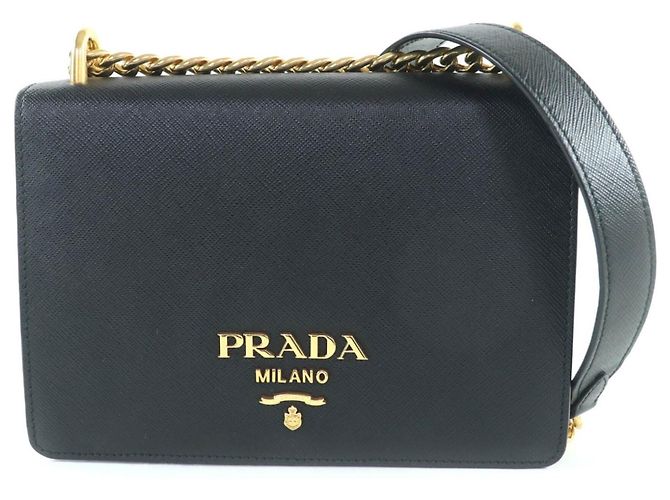 Prada Saffiano Leather Mini Shoulder Bag Black