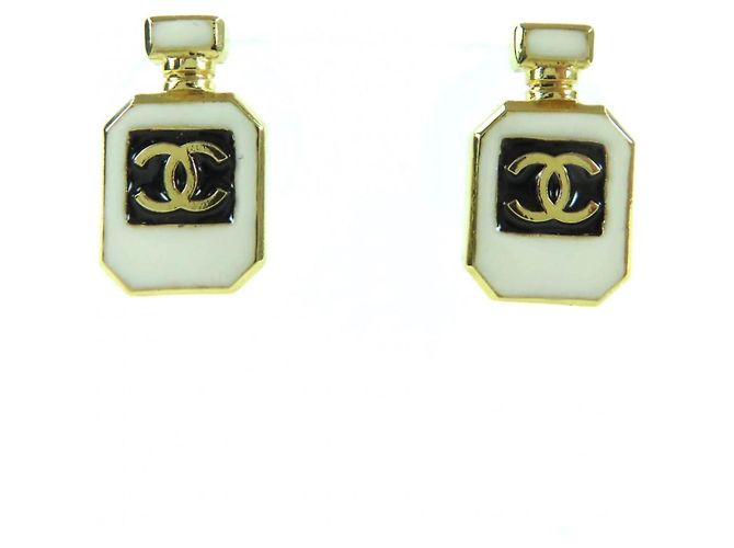 Ohrringe in Form einer Chanel C25C Coco Mark Parfümflasche Golden