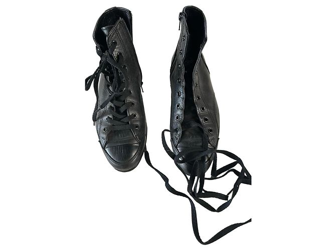 Schwarze Leder-Ankle-Boots von Yohji Yamamoto