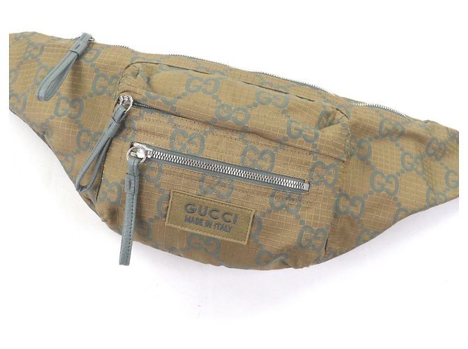 Borsa a tracolla in nylon khaki Gucci Cachi