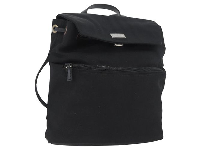 GUCCI Backpack Nylon Black Silver 003 0242 Auth 173884 Silvery