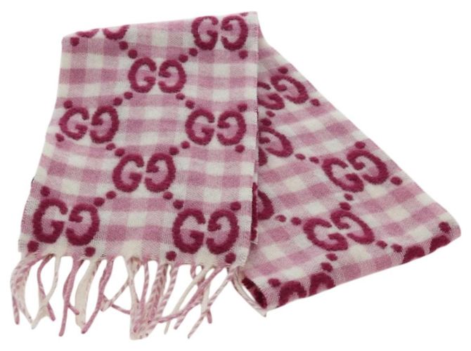 Gucci Cachecol GG de lã rosa Auth YKZ483M