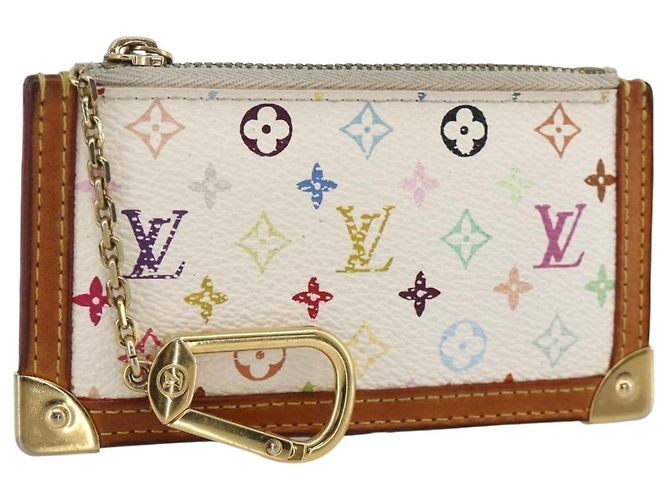 LOUIS VUITTON Monogram Multicolor Pochette Cles Purse White M92655 Auth bs34172