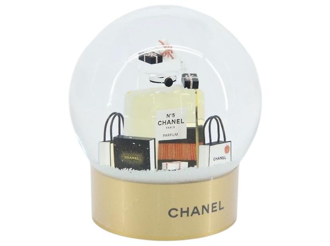 CHANEL Snow Globe Glass Gold CC Auth BA11732 Golden