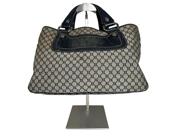 Céline Vintage Celine Triomphe Monogram Boogie Handtasche Grau Schwarz