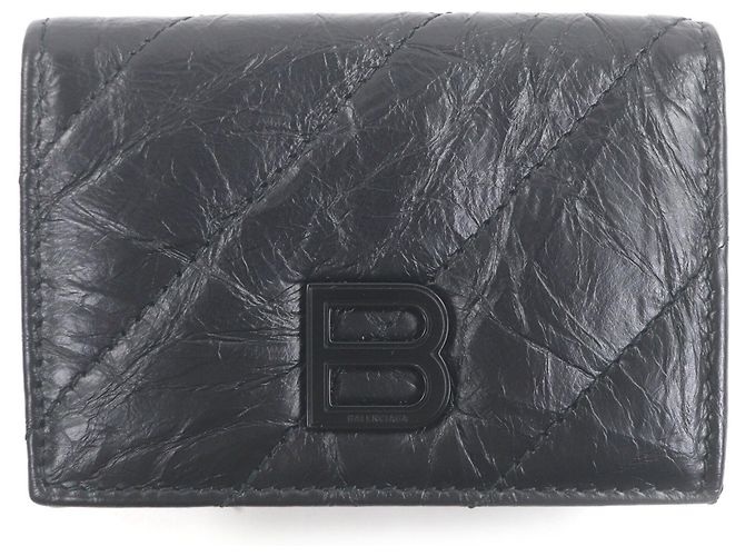 Everyday Balenciaga 766463 Crush Leather Tri-fold Wallet