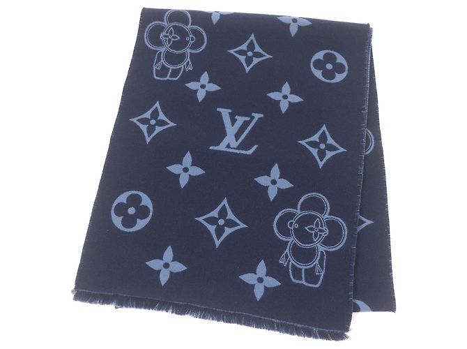 Louis Vuitton Monogram Vivienne Wool Stole Navy blue