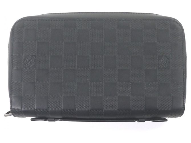 Cartera larga de cuero Damier Infini Louis Vuitton Negro