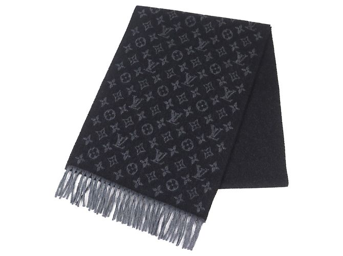 Louis Vuitton Monogram Gradient Cashmere Wool Scarf Black
