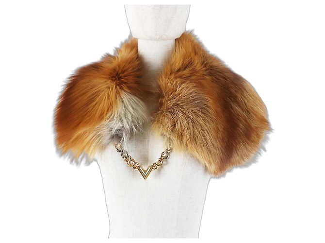 Xale de couro de raposa Louis Vuitton Marrom
