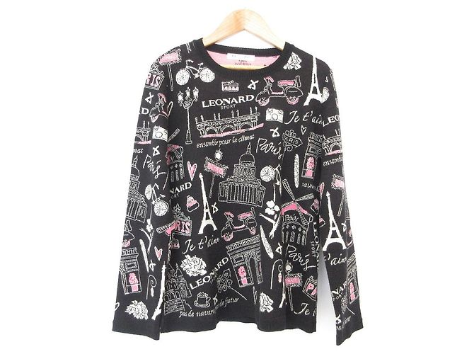 Autre Marque LEONARD SPORT Wollstrickpullover Schwarz Pink
