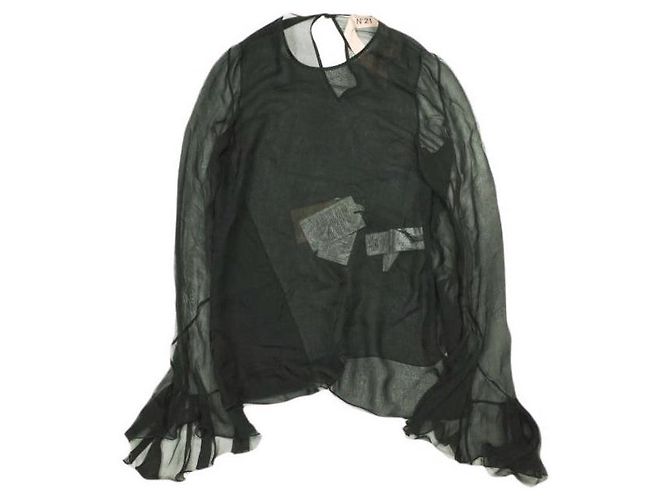 Autre Marque N°21 L2 BLUSA TESSUTO Seidenbluse Schwarz