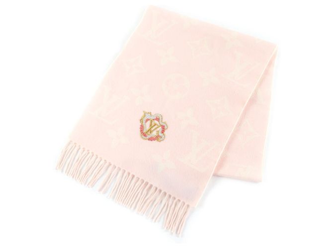 Louis Vuitton Essentieller Kostbarer Drachenfransen-Schal Pink Aus weiß