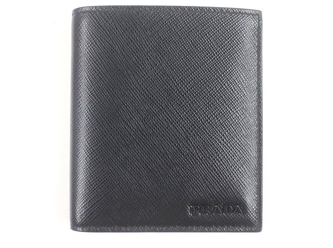 Prada Saffiano Triangle Card Case Black