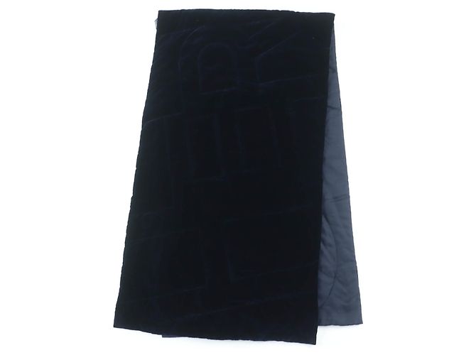 Xale de seda acolchoado com logo Hermès Azul marinho