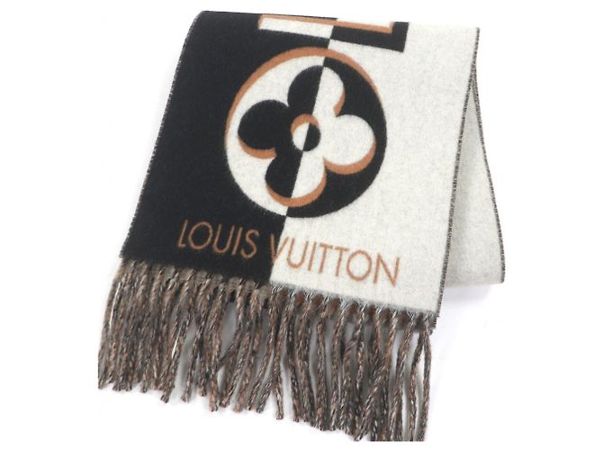 Louis Vuitton Duo Infinity Woll-Kaschmir-Fransen-Schal Schwarz