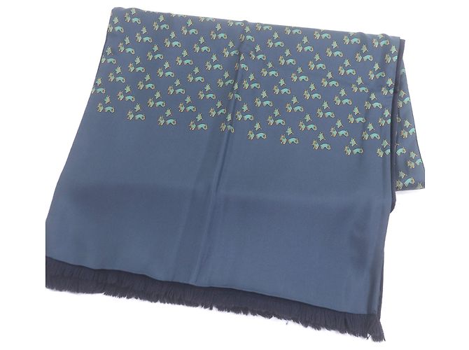 Hermès Sciarpa in seta e angora HERMES Blu navy 