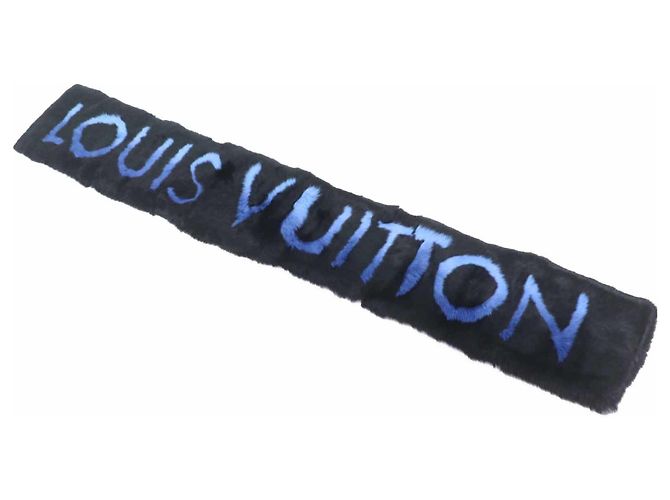 Sciarpa in cashmere e lana nera e blu Louis Vuitton Nero