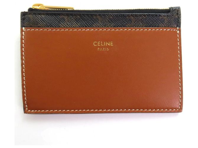 Triomphe Céline Celine Brown Leather Card Case