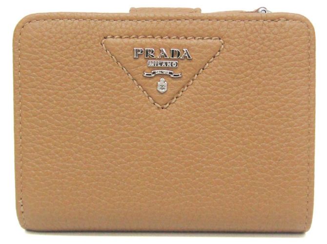 Prada VITELLO DAINO 1ML018 Women's Leather Middle Wallet Camel