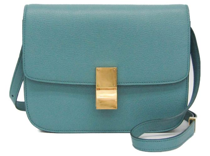 Céline Borsa a spalla in pelle Celine Classic Box Medium Blu chiaro