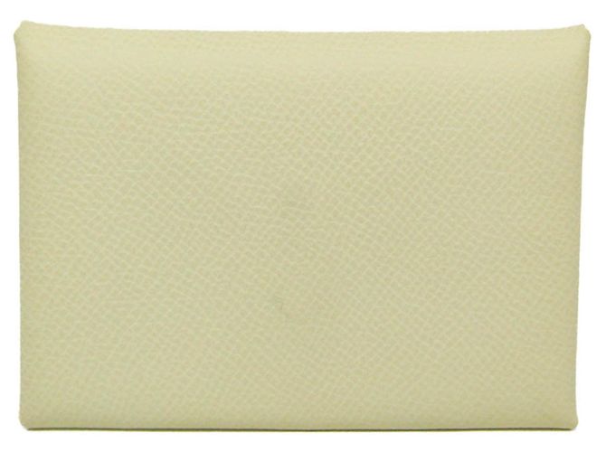 Hermès Hermes Calvi Duo Epsom Leather Card Case in Cream