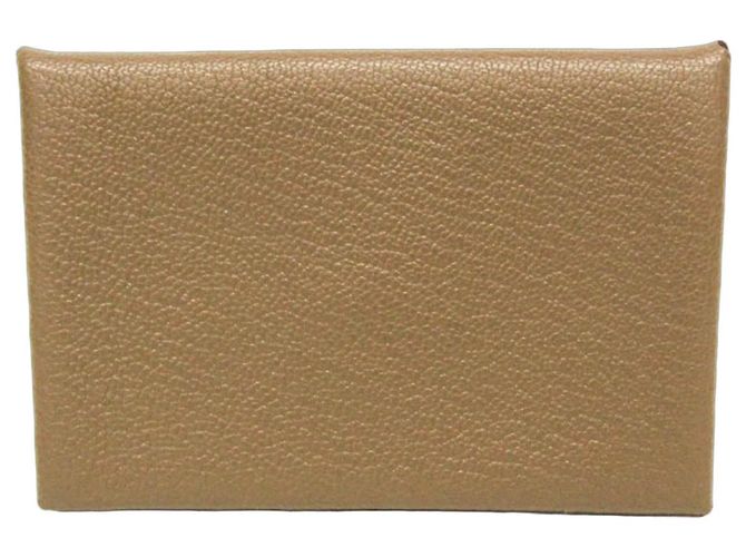 Hermès Hermes Calvi Chevre Leather Card Case Brown