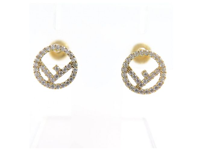 Orecchini Fendi con logo e strass Argento D'oro