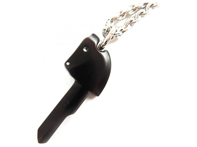 Hermès Collar Péndulo Clave Caballo HERMES Negro Plata