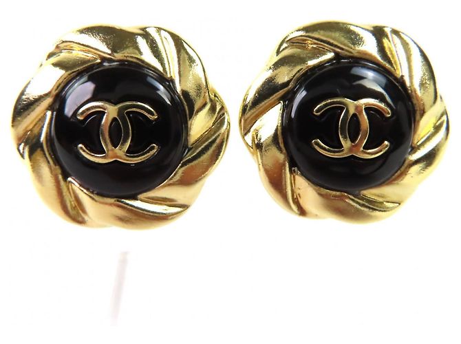 Orecchini Clip Coco Mark A22A di Chanel Nero D'oro