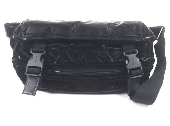 Sac à corps en nylon brodé SAINT LAURENT Noir