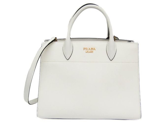 Bolso de cuero blanco Prada Bibliothèque 1BC034