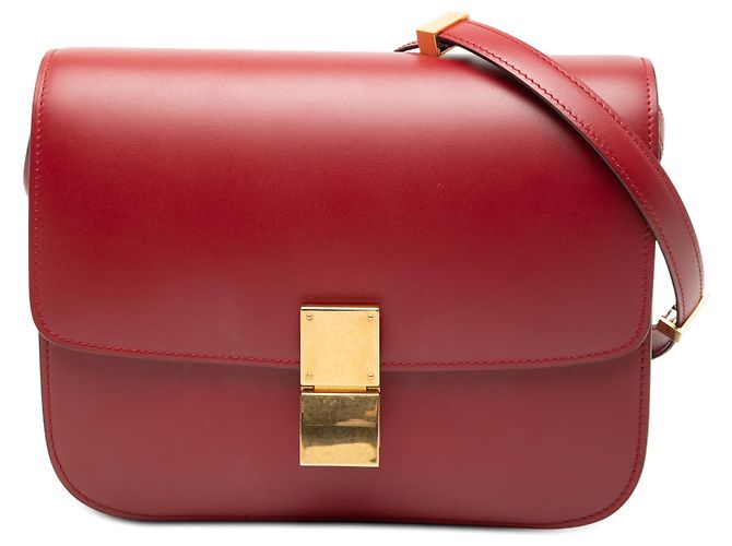 Classic Box Céline Celine Vermelho Médio Caixa Clássica em Couro de Bezerro