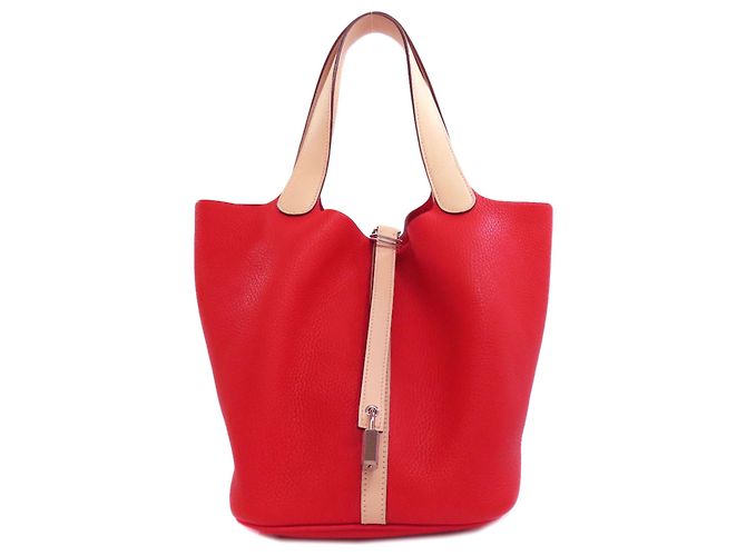 Borsa Hermès Picotin Lock Casaque MM Rosso Beige